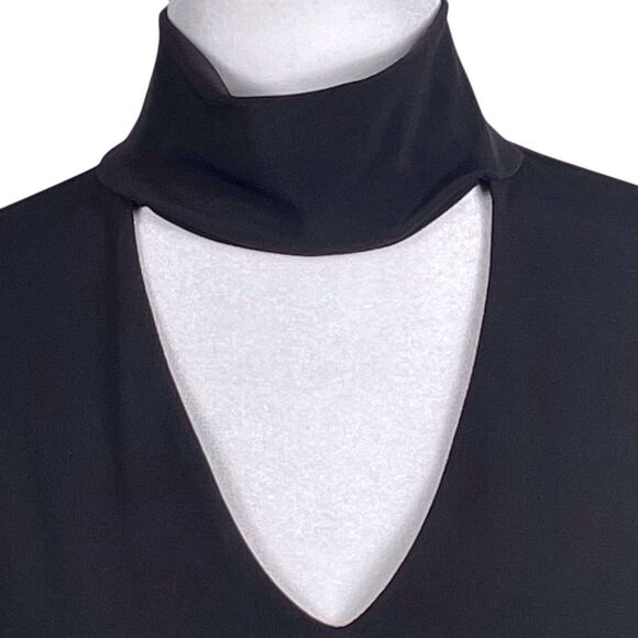 NWT Clara Sunwoo Choker V-Neckline Tunic Size Medium 3/4 Sleeve Black Lagenlook - Picture 7 of 16